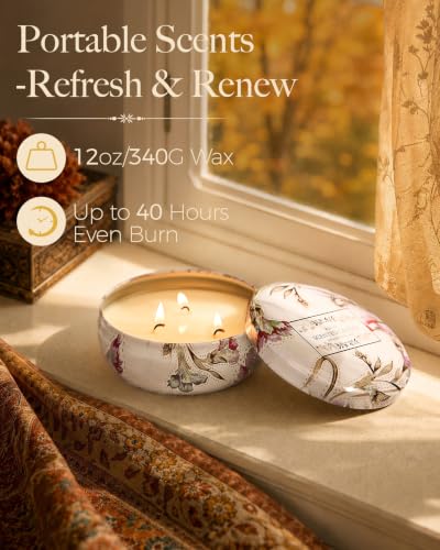 M&SENSE Soy Candle Mimosa Rose Scented 12oz 3-Wick | Triple Wick, 40 Hour Long Burn, Non-Toxic,100% Natural SoyWax, Stress Relaxing Aromatherapy Candle Gift for Women Men - color: Mimosa Rose