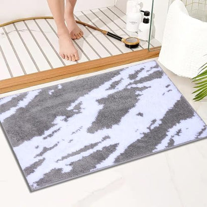 Bath Rug Non Slip,Grey Marble Indoor Doormat,20"x32" | Small Area Rug,Rubber Backed,Soft microfiber,Absorbent,Machine Washable,Bathroom,Entryway,Kitchen,Hallway - color: Grey White1