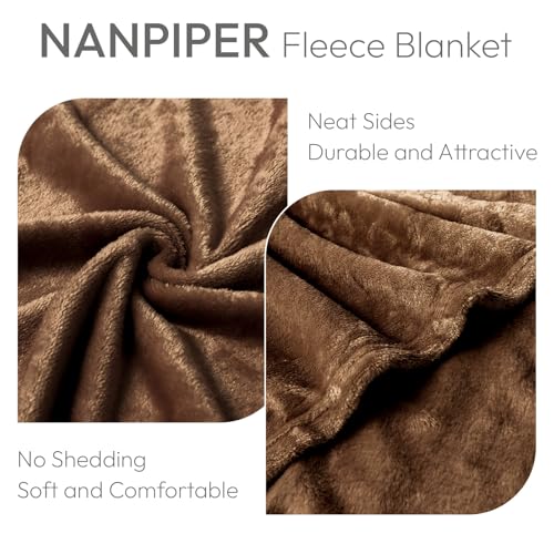 NANPIPER Fleece Blanket Twin Size Lightweight Warm Throw for Adults All-Season Coffee Brown 60"x80" - color: Chocolate, size: Twin