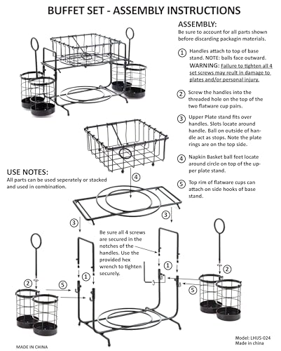 Metal Buffet Caddy Tabletop Organizer, Flatware Napkin and Plate Picnic Caddy Stackable Serving Set for Kitchen, Picnic, Camping, Party,Dining, Entertaining, Parties,Thanksgiving