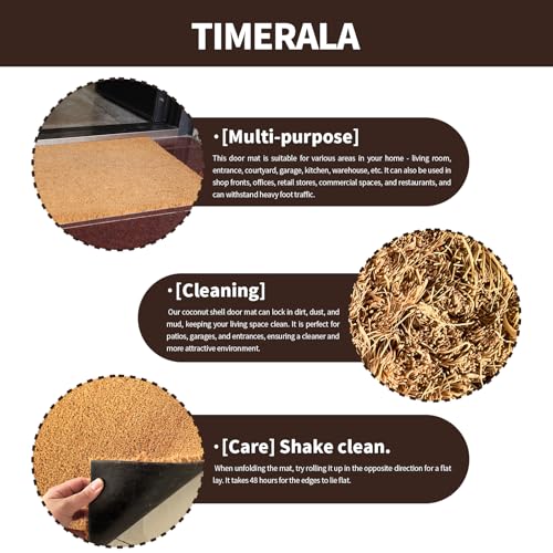 Coco Coir Door Mat with Heavy-Duty，Welcome doormats，Dirt Trapping Entry Mat，Weather Resistant,Non-Slip Outdoor Door Mats，43 * 76 cm，PVC Backing