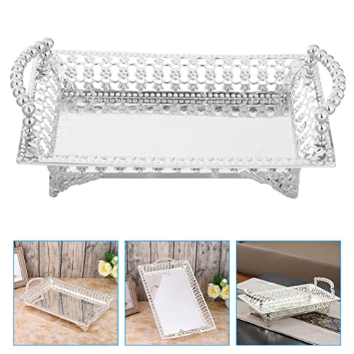 LIFKOME Cake Display Plate Silver Footed Fruit Basket Tray Metal Dessert Display Platter Decorative Snacks Plate Cake Serving Dish Appetizers Platter Tray for Home Party Kitchen