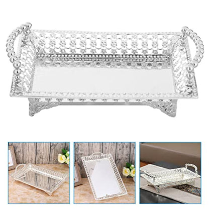LIFKOME Cake Display Plate Silver Footed Fruit Basket Tray Metal Dessert Display Platter Decorative Snacks Plate Cake Serving Dish Appetizers Platter Tray for Home Party Kitchen