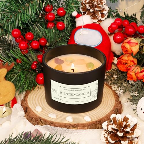 CONNOO 8 Pack 12 OZ Black Glass Wide Mouth Candle Jars | Airtight Bamboo Lids, Sticky Warning Labels, For Candle Making, Dishwasher Safe - color: Black