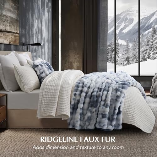 Faux Rabbit Fur Bubble Throw Blanket, 50"x60", Cloud Blue | Ultra Soft, Luxury Faux Rabbit Fur Throw, Thick Warm Bubble Blanket, Cozy Fluffy Reversible, for Bed, Couch, Chair, Sofa - color: Marble Cloud Blue, size: 50"x60"