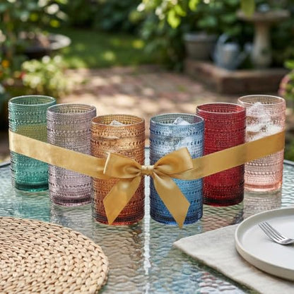 Khen Plastic Hobnail Drinking Highball Glasses Set of 6 Neutral Tones Cups 14oz, Shatterproof & Unbreakable Acrylic Beaded Design, BPA-Free, Dishwasher Safe Indoor/Outdoor Drinkware Water, Cocktails - color: Multicolor, style: Set of 6