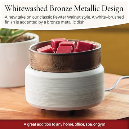 Candle Warmers ETC 2-in-1 Candle and Fragrance Warmer for Warming Scented Candles or Wax Melts and Tarts with to Freshen Room, Whitewashed Bronze - style: Whitewashed Bronze