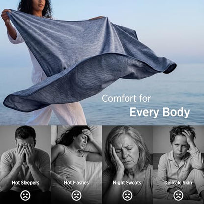 Bedsure Navy Cooling Blanket Full Size for Hot Sleepers - Summer Blanket Full Size Cold Bed Cool Arc-Chill Thin Ice Cooled Bedding with Rayon Derived from Bamboo Night Sweats Hot Flashes, 80x90 - color: 02- Navy, size: Full (80" X 90")