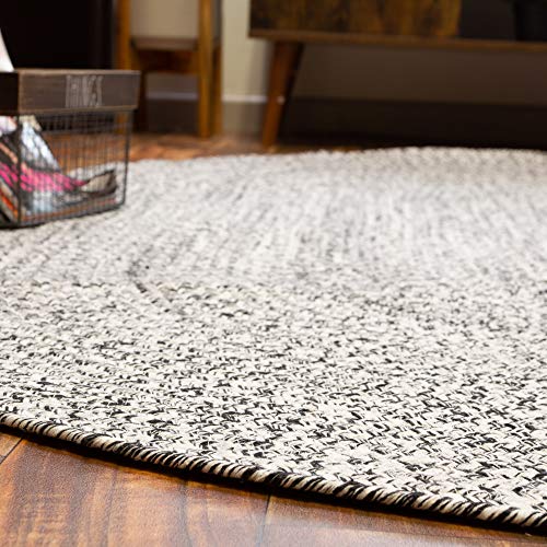 Super Area Rugs Farmhouse Braided Rug Cotton Kitchen Reversible Carpet, Black & White, 2' X 3' Oval - color: Black & White, size: 2' x 3' (Oval)