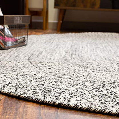 Super Area Rugs Farmhouse Braided Rug Cotton Kitchen Reversible Carpet, Black & White, 2' X 3' Oval - color: Black & White, size: 2' x 3' (Oval)