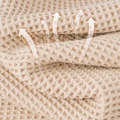 MICROFI New Microfiber Waffle Bath Towels, 2 Pieces, Oversized, Soft, Absorbent, Fast Drying, Lint Free 430 GSM (30''x60''/76cm x 152cm) - color: Champagne