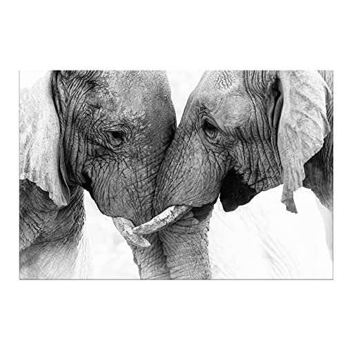 DZL Art D73069 Black and White Elephants Entwine Wall Art Canvas Painting Ready to Hang for Living Room Bedroom Office Wall Decor Home Decoration - color: Elephants, size: 36" L x 24" W