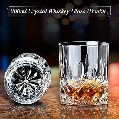 Whiskey Stones Gift Set - DIOXADOP Whiskey Glass Set Gifts for Men, 8 Granite Chilling Whisky Rocks, 2 Crystal Whisky Glasses - Best Gifts for Men Dad Husband Boyfriend Birthday Present - color: Whiskey Chilling Rocks Set