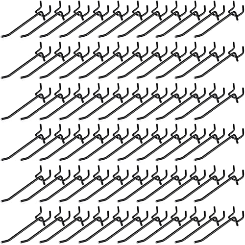 100 Pcs Peg Board Hooks Stainless Steel Pegs,4 Inch,Black | Fits 1/8 1/4 Inch Pegboard Holes, Garage Wall Organizer Accessories, Heavy Duty Hanging Pegs for Tools Workshop Displays - color: Black, size: 4 Inch