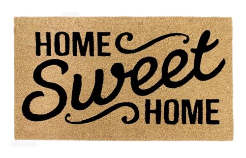Croft&Cane Home Sweet Home Coir Doormat - 17 x 30 Durable Non-Slip Door Mat | Natural Coco Coir Doormat - Low Profile Vinyl Backed Dirt Trapping Front Door Mat- Heavy-Duty Indoor Outdoor Mat Entryway Rug - color: Home Sweet Home, size: 1'5" x 2'6" (Rectan