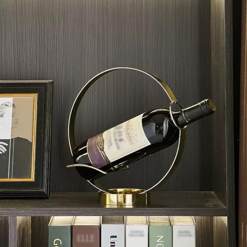 GeLive Gold Wine Bottle Holder Single Bottle Display Stand Freestanding Wine Rack Kitchen Table Decor Wine Shelf Countertop Artistic Home Crafts Decoration Coffee Bar Barware Accessory Wine Lover Gift