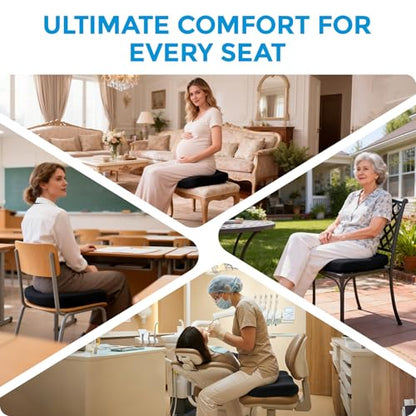 Tsumbay Memory Foam Seat Cushion - XL Size (18.5”x16.5”), Firm Support Coccyx Cushion for Office Chair, Tailbone Pain Relief with Removable Washable Cover & Handle for Car, Wheelchair - size: 18.5”X16.5”X3.14”