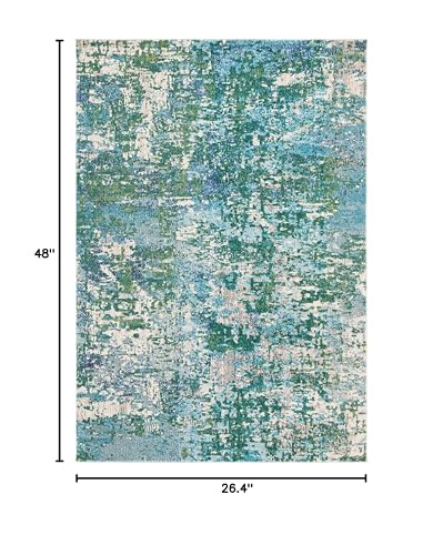 SAFAVIEH Madison Collection Accent Rug - 2'2" x 4', Green & Turquoise, Modern Abstract Design, Non-Shedding & Easy Care, Ideal for High Traffic Areas in Entryway, Living Room, Bedroom (MAD471Y) - color: Green/Turquoise, size: 2'2" x 4' (Rectangular)