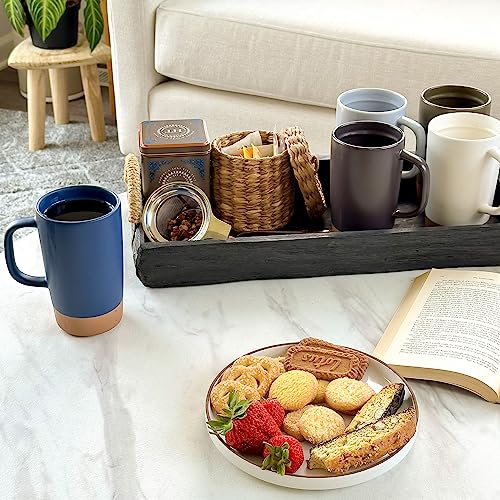 Mora Ceramics Large Tea Mug with Loose Leaf Infuser and Ceramic Lid, 18 oz, Portable, Microwave and Dishwasher Safe, Tall Coffee Cup - Rustic Matte Ceramic Glaze, Modern Herbal Tea Strainer, Deep Blue - color: Deep Blue