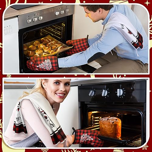 Bencailor 6 Pcs Christmas Kitchen Set Christmas Tree Kitchen Towels Oven Mitts and Pot Holders Set Dish Towel Heat Resistant Oven Mitts for Xmas Decor Cooking Baking Grilling(Truck) - style: Truck