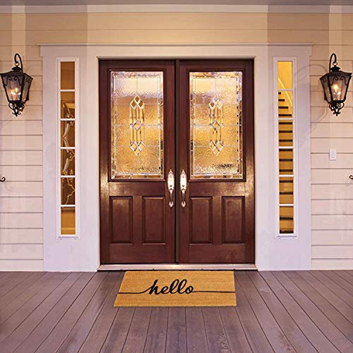 Hello Coco Coir Doormat - Non-Slip Backing, Heavy-Duty, Outdoor Entrance Mat (18" x 30" in) - size: 18" x 30" (Rectangular)