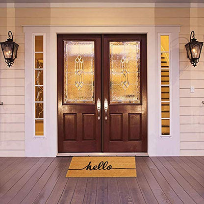 Hello Coco Coir Doormat - Non-Slip Backing, Heavy-Duty, Outdoor Entrance Mat (18" x 30" in) - size: 18" x 30" (Rectangular)