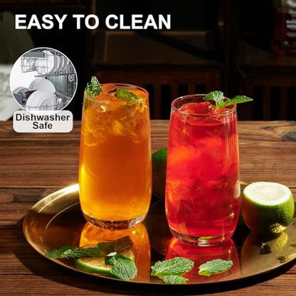 PARACITY Highball Glasses Set of 4, Drinking Glasses 12 Oz, Clear Glass Cups, Tall Tumbler Water Glasses, Glassware Set for Cocktail, Coffee, Mojitos | Clear cups for water, cocktails, coffee, and mojitos; versatile glassware for home dining, parties, ent
