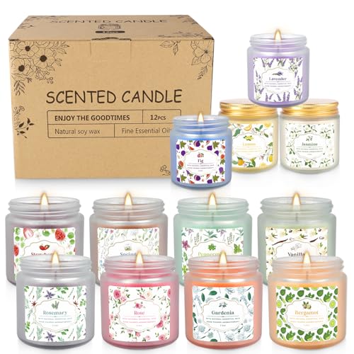 YOROXRG 12 Pack Scented Candles with Added Natural Essential Oils, 3.05oz, Suitable for Various Festivals, Parties, Yoga, and Home Scene - color: 12Colors