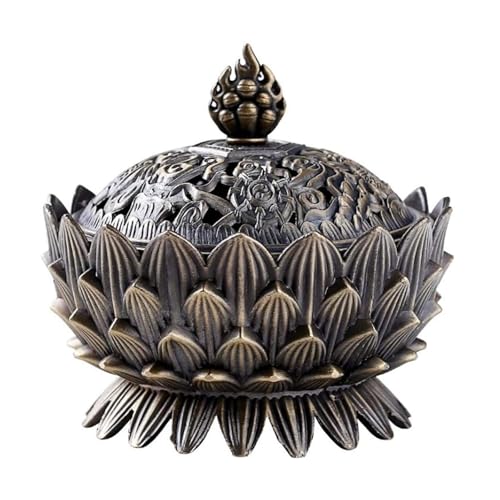 Classic Lotus Incense Burner,3.85” *3.81‘’Lotus Cone Incenses Holder,Incense Burner Holder,Vintage Flower Shaped Incense Holder,for Stick and Cone Incense (Bronze Color) - color: Bronze, size: 3.85" x 3.81"