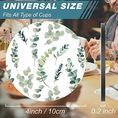 Nipichsha Coasters for Drinks, Set of 6 Cute Absorbent Rubber Drink Coasters for Cup with Non Slip Backing, Kitchen Home Decor Housewarming Gift, Round 4 in, Eucalyptus Leaf | Set of 6 Cute Absorbent Rubber Drink Coasters for Cup with Non Slip Backing, Ki