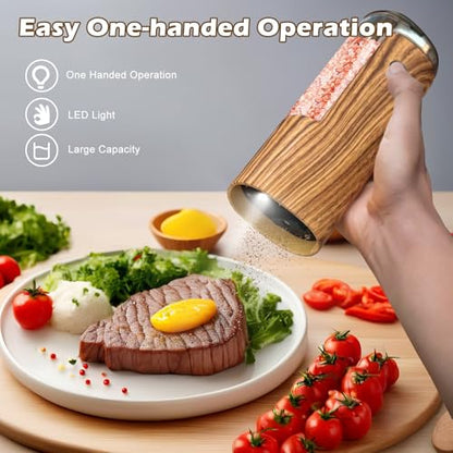 Rechargeable Salt Pepper Grinder Set: Electric Salt and Pepper Mill Automatic Salt Grinder Adjustable Coarseness Pepper Mills Refillable Salt Mills USB Salt Shaker Electric Pepper Shaker - color: Yellow