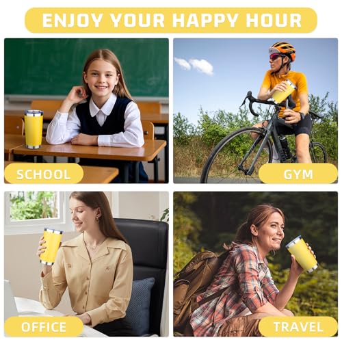 20oz Tumbler with Lid Double Wall Vacuum Insulated Travel Coffee Mug Stainless Steel Thermal Cup Powder Coated Sturdy Coffee Tumbler for Hot and Cold Beverage (Yellow,1) - color: Yellow, size: 20 Ounces (1 Pack)