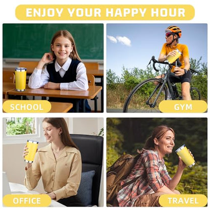 20oz Tumbler with Lid Double Wall Vacuum Insulated Travel Coffee Mug Stainless Steel Thermal Cup Powder Coated Sturdy Coffee Tumbler for Hot and Cold Beverage (Yellow,1) - color: Yellow, size: 20 Ounces (1 Pack)
