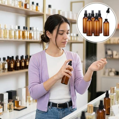 Fumusae 26 Pcs 8 oz Spray Bottles Fine Mist Cleaning Bottles, Amber Empty Plastic Travel Sprayer, Refillable Liquid Containers for Liquid Hair Oil Shampoo Lotion (8 oz,Amber)