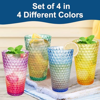 Lily's Home 19.4oz Highball Glasses Set of 4 - Unbreakable Plastic Cups for Outdoor, Party & Camping | Dishwasher Safe, Stackable Drinkware | BPA-Free Shatterproof Tumblers (Made in Taiwan) - size: 19.4 Ounces
