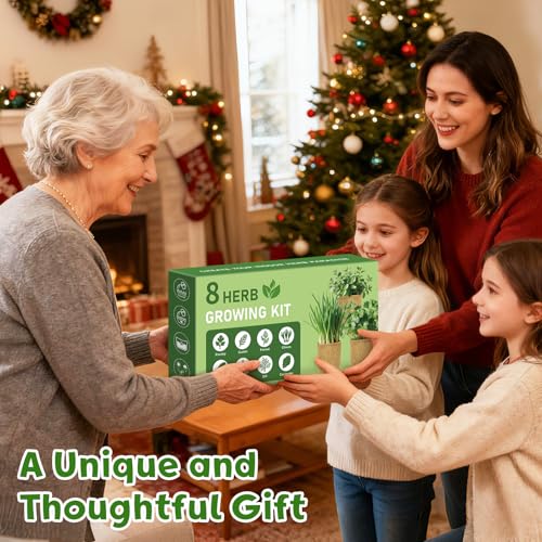 LUOJIBIE Herb Garden Kit Indoor, Herb Growing Kit with Seeds & Tools, Birthday Gifts for Women Men Mom Dad Girls Boys, House Warming Gifts New Home, Anniversary Wedding Gifts, Kitchen Décor