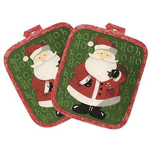 Kitchen Towel 5 Piece Linen Set 2 Towels 2 Pot Holders 1 Oven Mitt (X-Santa) - color: X-santa