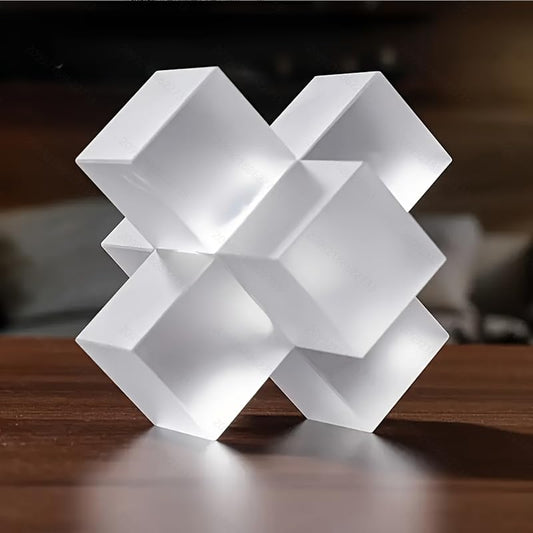 BAHUJIDA Modern Minimalist Crystal Cross Geometric Statues Ornaments - Versatile Indoor Decor, Perfect for Family and Friends Gifting, Festival Home Decorations (White)