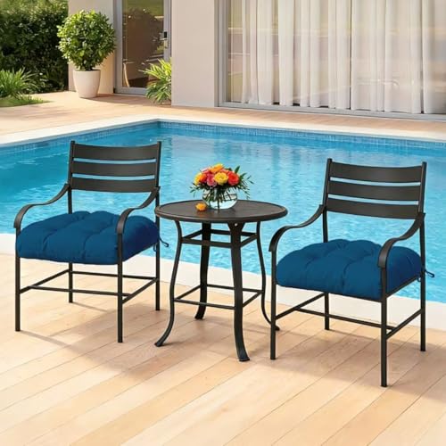 Outdoor Chair Cushions Set of 2, 19"x19" Tufted Outdoor Seat Cushions, Waterproof Patio Furniture Cushions,Navy Blue - color: Navy Blue