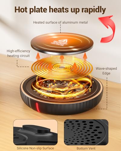 HouseGem Large Candle Warmer Plate - Coffee Cup Mug Warmer for Desk, Candle Melter, Electric Mug Heater for Beverages, Milk & Tea, Coffee Accessories Ideal Gifts Keep Cup Warm (Black) - color: Black