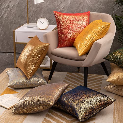 Deeprove Throw Pillow Cover Both Sides Sparkle Gold Foil Print, Soft Velvet Hidden Zipper Closure Accent Pillow Cushion Case for Bedroom, Living Room, Sofa, Square 22 x 22 Inches 1 Pack, Christmas Red - color: Christmas Red, size: 22” x 22”, 1 Pack