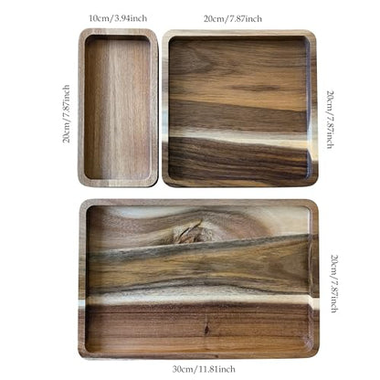 Acacia Wooden Valet Tray for Men,Natural Wood Grain EDC Tray Set Catch All for Keys Wallet Phone Glasses Watch Jewelry Pen,Tray Organizer for Entryway Nightstand Office Desk Drawer