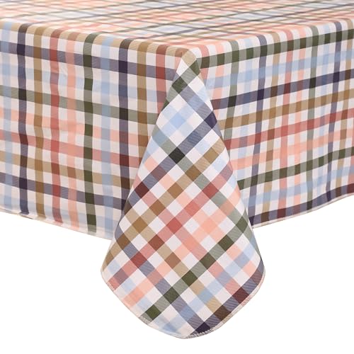 Heavy Duty Vinyl Tablecloth with Flannel Backing Waterproof Oil-Proof Plastic Table Cloth Stain-Resistant Wipeable Rectangle or Square Table Cover for Indoor and Outdoor (Color Checkered，60x102 Inch) - color: Color Checkered, size: 60" x 102" (Rectangular