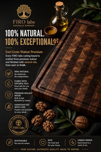TITAN™ Black Walnut End Grain Cutting Board, Large 22 x 16 x 2 Premium Butcher Block for Professional Chefs, Non-Slip Feet, Deep Juice Groove, BBQ & Charcuterie