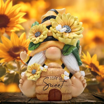 Hodao Gnome Figurine Decorations Indoor Home Decor Sweet Life Bee Gnome - The Sweetness and Warmth of Nature - Summer Garden Patio Gnome Sculpture Decorations (Bees gnome) - style: Whimsical