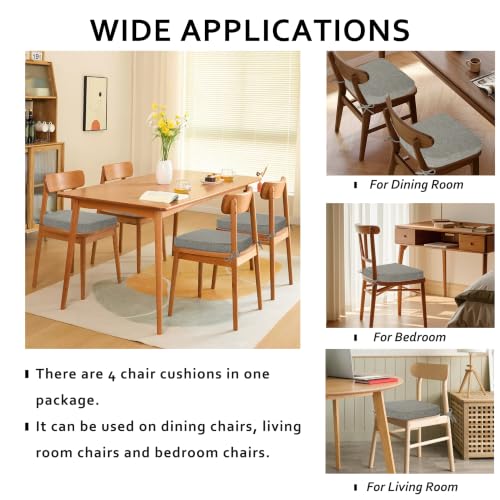 ELFJOY Non-Slip Chair Cushions for Dining Chairs Light Grey 16.7"x16" | 4 Pack, with Ties and Washable Cover, U Shape, Breathable Fabric, for Kitchen Dining Office Folding Chairs，Comfortable - color: Light Grey