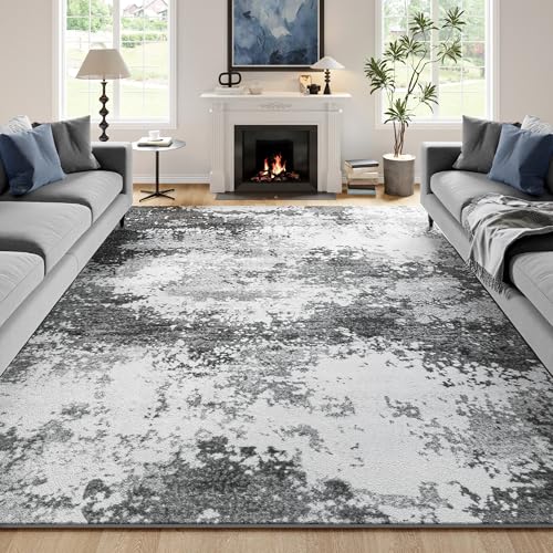 Washable Rug 6x9 Area Rugs for Living Room Bedroom Carpet Grey | Indoor Vintage Abstract Boho Large Rug Non Slip Faux Wool Rugs for Dorm, Dining Room Table, Nursery, Kids Playroom, Gray - color: Grey, size: 6' X 9' (Rectangular)