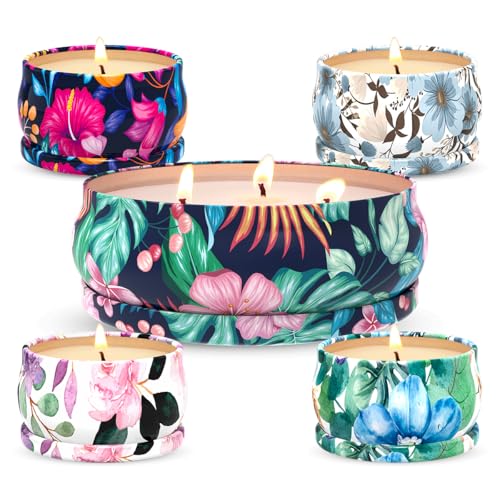 5 Set Highly Scented Candles Gift Set for Home Women, Decorative Natural Soy Wax Aromatherapy Candles for Christmas - 1pc 13.5oz BlackBerry and 4pcs 2.5oz Rose, Lemon, Vanilla and Gardenia Fragrance - size: 4x2.5oz+1x13.5oz