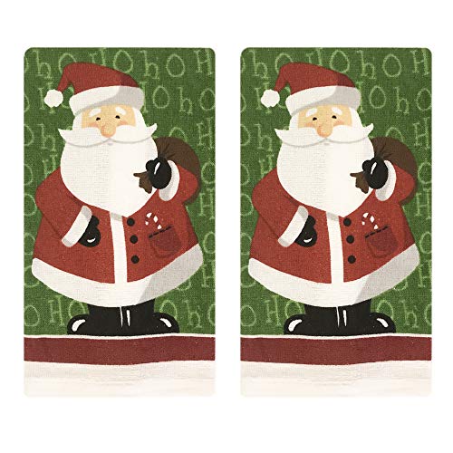 Kitchen Towel 5 Piece Linen Set 2 Towels 2 Pot Holders 1 Oven Mitt (X-Santa) - color: X-santa