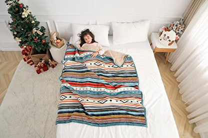 COTTEBED Flannel Sherpa Boho Throw Blankets,All Seasons Lightweight Super Soft Cozy Comfy Fluffy Fuzzy,Fleece Bedding Blanket for Bed Sofa Couch Living Room Camping Travel(Bohemia,50x60) - color: Bohemia, size: Throw(50x60)Sherpa